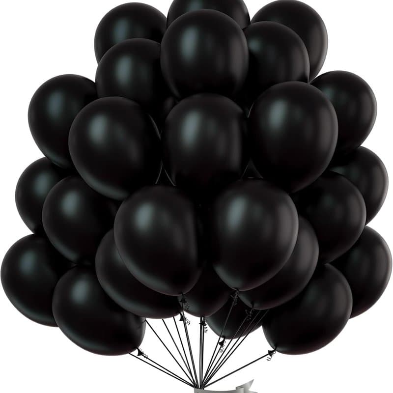 Black Balloons 100 Pack - Premium Matte Finish Party Balloons - Image 1