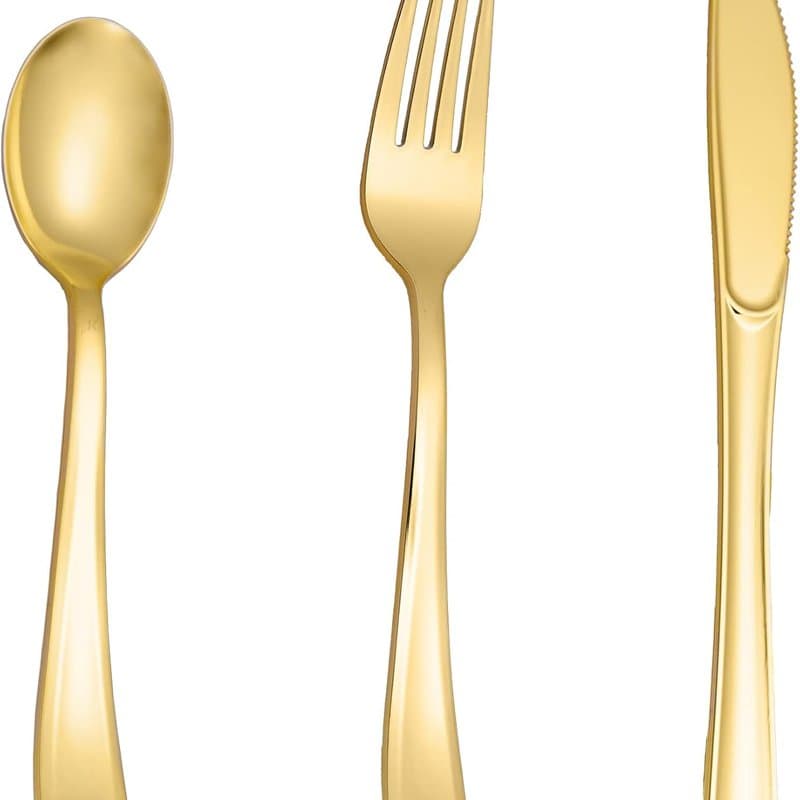 Gold Plastic Silverware - 200 Piece Disposable Cutlery Set - Image 1