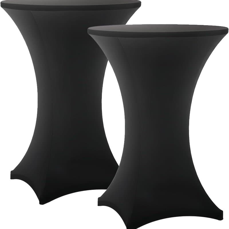 Spandex Cocktail Table Covers - Black Stretch Tablecloths (4-Pack) - Image 1